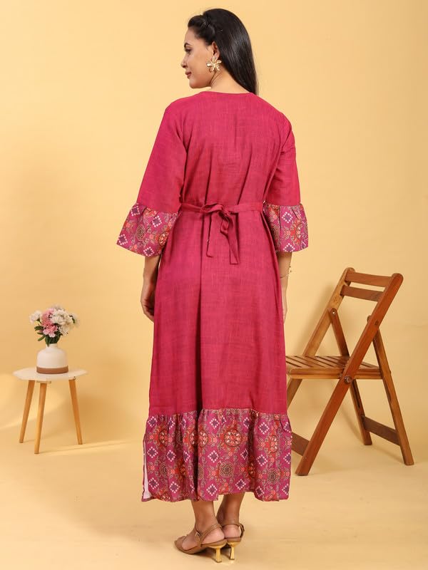 Image of RITIJYA Zipless Feeding Kurta Dress for Women | Maternity Nursing Kurti, No-Zip Easy Access | Extra Pleats Pre to Post Pregnancy | Quick-Dry Fabric | S-4XL