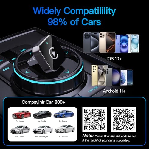 Image of (2026 Upgraded) Wireless CarPlay Adapter for Apple iPhone&Android, Small Size,Plug and Play,Fast and Stable Connection Wireless Adapter for CarPlay&Android-No Latency to Screen(Blue)
