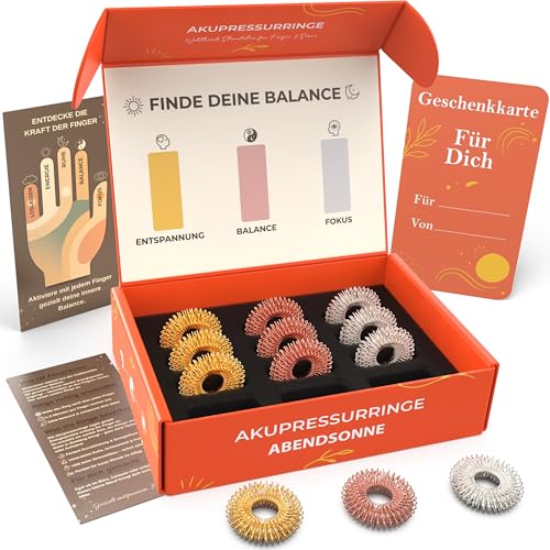 M.S. Lemberg Anti Stress Akupressur Ring Set - Finger Massageringe für Entspannung Fokus & Achtsamkeit - Fidget Ring - 12 Therapie Massage Stressringe für Stressabbau Skill & Wellness Geschenk