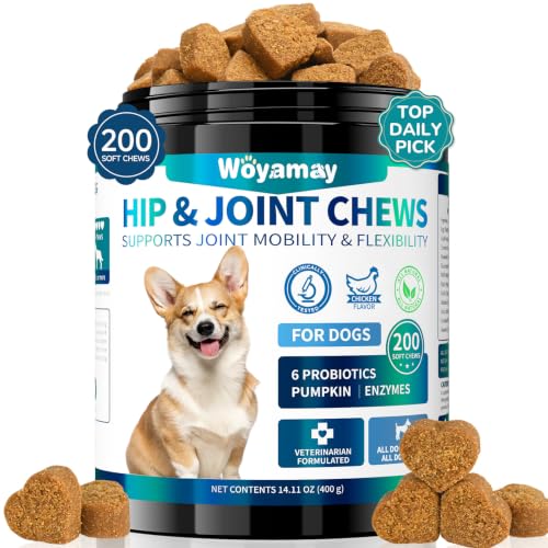 Glucosamine for Dogs 200pcs Dog Joint Supplements for Dogs With MSM Chondroitin Vitamins C & E Dog Joint Supplements for Senior Dogs Puppies Joints Care - Chicken Flavor