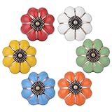 Wolfteeth 1-1/2 inch Multi-Color Ceramic Pumpkin Knobs - 6pc Set for Cabinets, Drawers & Dressers