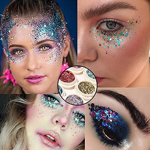 WUYOO 4 Boxen Holographic Chunky Glitter Nagel Glitzer Make Up Glitzer Paillette Glitter Powder Scrapbooking DIY Crafts… – Bild 8