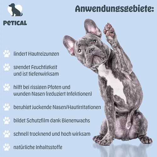 Petical Pfoten und Nasenbalsam für Hunde I natürlich, pflegendes Balsam für gesunde Pfoten & Nase, Pfotenpflege Hundepfoten-Balsam Pfotenbalsam Paw Cleaner Salbe Creme