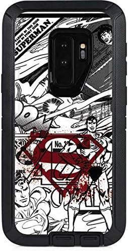 Skinit Decal Phone Skin Compatible with OtterBox Defender Galaxy S9 Plus - Officially Licensed DC Comics Superman Logo Background Pattern Design