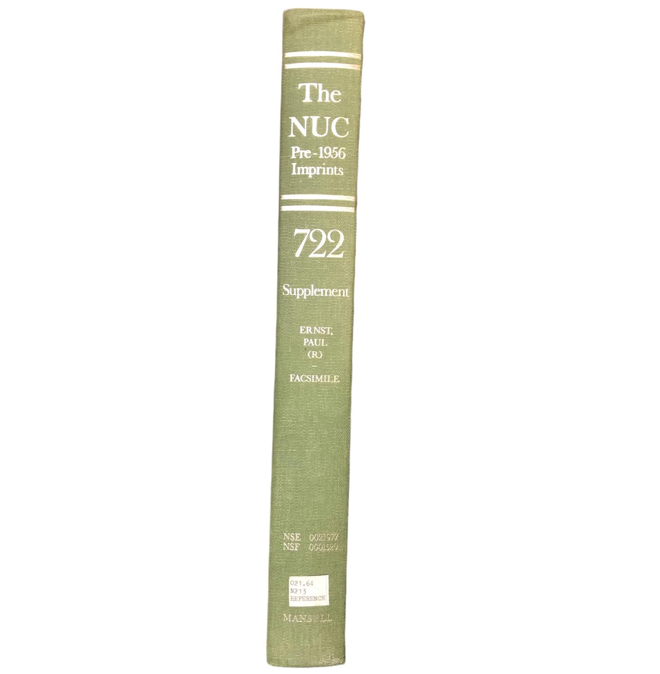 National Union Catalog v. 722 Pre1956 Imprints unknown author