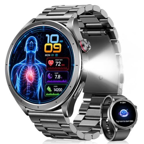 Smartwatch voor heren met ECG, microtest, bloeddruk, AI-GPT