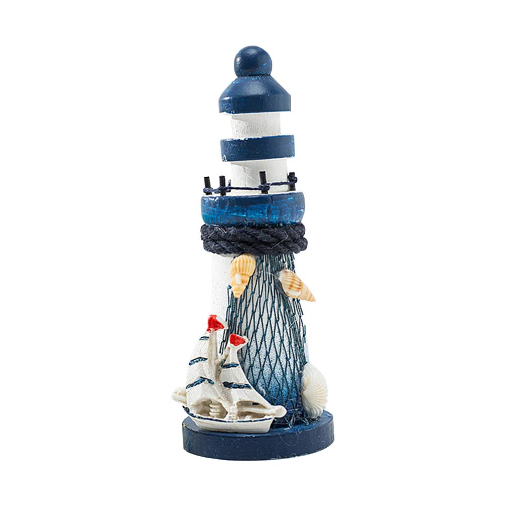 VOSAREA Ocean Decoration Nautical Lighthouse Decoration Wooden Beach Light House Tabletop Ornament Wedding Centerpiece Decor Ocean Sea Aquatic Party Souvenirs (Styling Sailboat) Seaside Decoration
