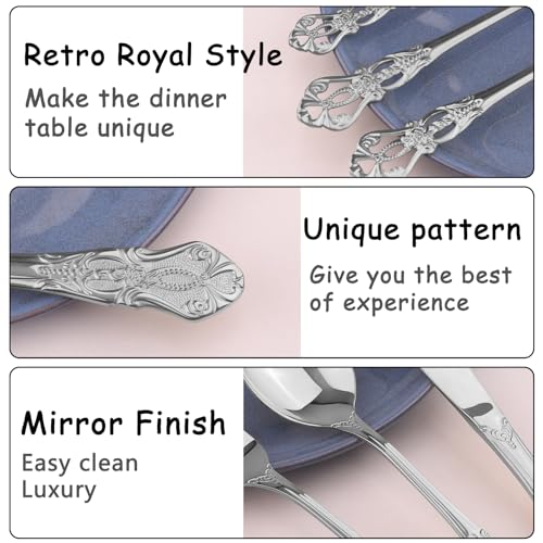 Retro-Royal-Silverware-Set-With-Gift-Box-For-8-Cutlery-Set-Utensils-Stainless-Steel-Flatware-40-Pieces-MIKIWAY-Kitchen-Tableware-Set-For-Gifts-Festive-Dishwasher-Safe-Mirror-Polishing Retro Royal Silverware Set With Gift Box For 8 Cutlery Set Utensils Stainless Steel Flatware 40 Pieces MIKIWAY Kitchen Tableware Set For Gifts Festive Dishwasher Safe Mirror Polishing