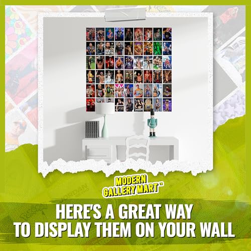 Image of MODERN GALLERY MART Pack of 54 WWE Superstars Wall Collage Kit Posters - 4 x 6 Inches Posters for Wall Decoration - Wall Art For Bedroom, Office, Living room, Dorm room - Glue Dots Included