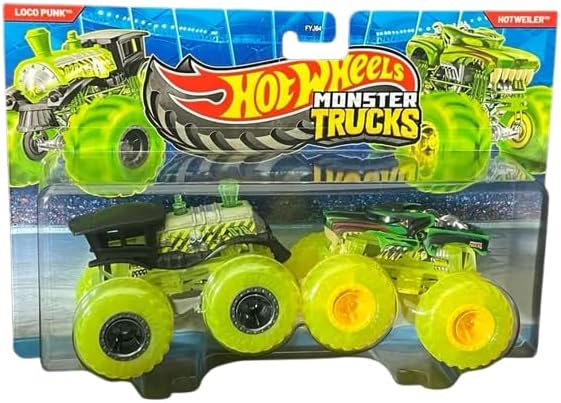 Hot Wheels Monster Trucks - Loco Punk & Hotweiler 2 Pack - 1:64 Scale Diecast Toy Vehicles
