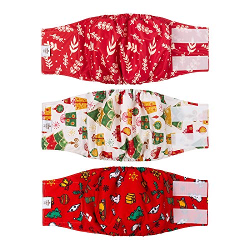 Image of CuteBone Christmas Male Dog Diaper Large Reusable for Poop and Pee DM17L