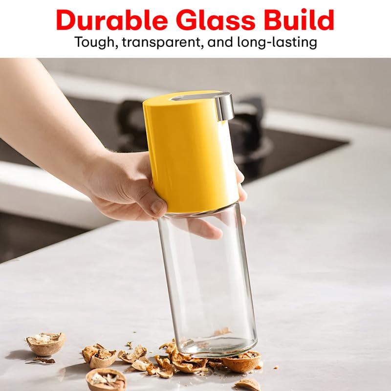 Image of PRIME PICK 500ml Oil Dispenser Bottle for Kitchen Leak-Proof Glass Jar with Auto Flip Cap & Stainless Steel No-Drip Spout, Transparent Container for Olive Oil, Vinegar, Soy Sauce, BBQ & Salad Dressing