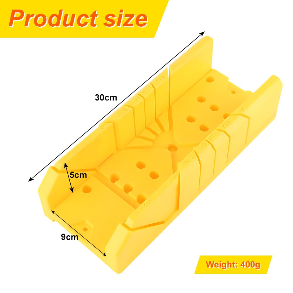 Ingletadora, Caja de ingletes, con 4 columnas de sujeción, Ángulos de corte: 22,5°/45°/90°, Adecuado para biselar esquinas en carpintería, juntas de yeso, zócalos, etc