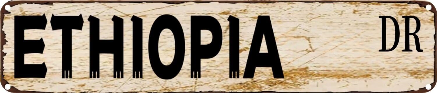 ETHIOPIA DR Tin Sign Christmas Decor Retro Wall Decor For Home Coffee Bar Funny Aluminum Sign 4x16 Inch