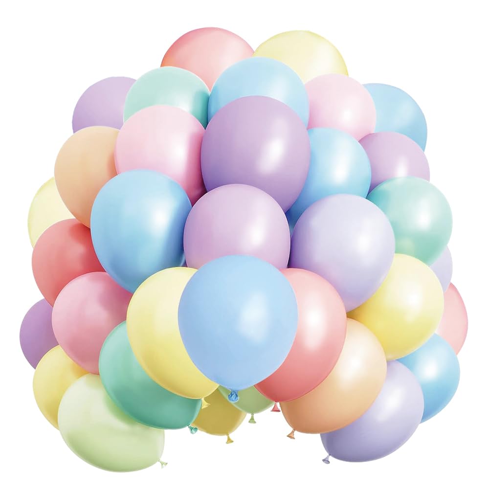 Runch 100pcs Pastel Balloons, 12 Inches Multicolor Macaron Balloon, MultiColored Latex ballons for Birthday Party Wedding Baby Shower Decorations