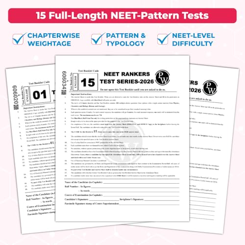 Image of PW NTA 15 NEET Rankers Test Series 2026 | Expert Verified & Curated | 15 NEET-Like Test Booklets, 15 OMR Sheets, Solution Booklet, Rank Predictor & Statewise Cutoff Guide | Neet Test Series 2026