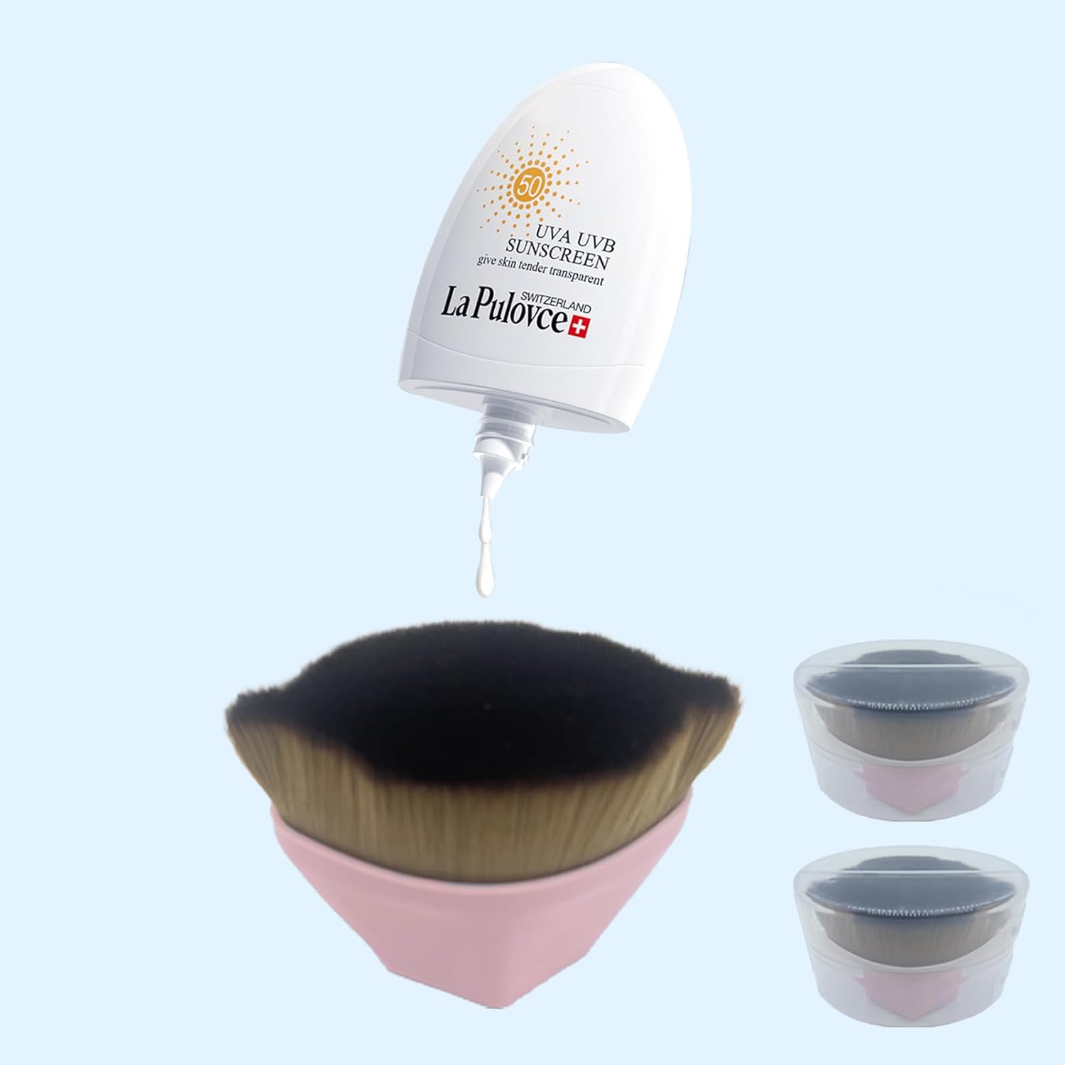 2 Pack Sunscreen Applicator for Kids?Sunblock Applicator with Precision Soft Brush Head ?Sunblock Applicator for Kids with Protective Cap(Pink)