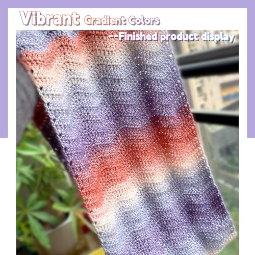 Image of Katech Ombre Yarn for Crocheting-Gradient Cake Yarn-4x100g 60% Cotton 30% Acrylic 11% Wool-Multicolor Soft Rainbow Cotton Crochet Yarn for Scarves, Shawls, Blankets and Garments(L)