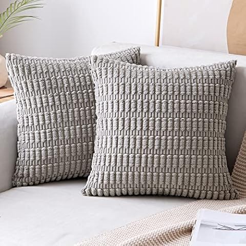 MIULEE 2 Almohadillas Cuadradas de Pana Gris Claro Cover