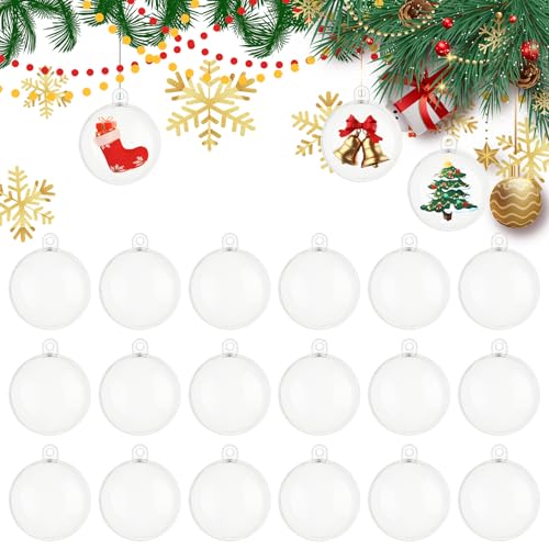 40 bolas acrílicas rellenables: bolas de Navidad para rellenar, bolas de acrílico transparentes de 4 cm de diámetro, bolas de bricolaje con ojal para colgar, bolas de plástico para decoración de árbol