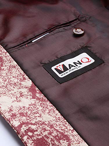 Image of MANQ Men Fawn Woven Jaquard Silk Nehru Jacket