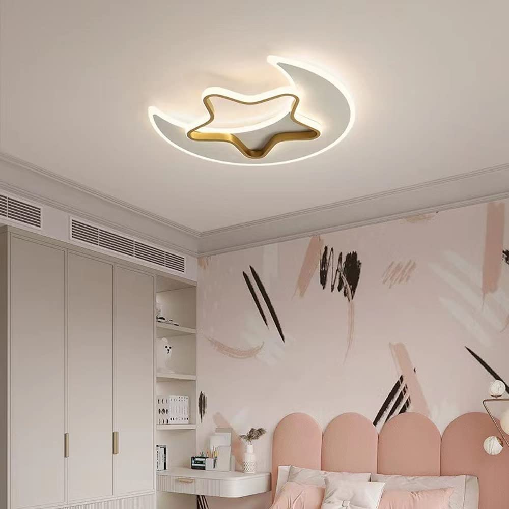 Lampa sufitowa LED w kształcie gwiazdy i księżyca z kreskówek, ochrona oczu, sypialnia, pokój dziecięcy, nowoczesna kreatywna lampa sufitowa, żyrandol