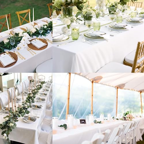 Findyou FY-TABLECLOTH-010 10 Pack White Table Cloth Rectangle Table 60 X 102 Inch Tablecloths For 6 Foot Rectangle Tables. Stain And Winkle Resistant Polyester Washable White Table Cloths thumb #6