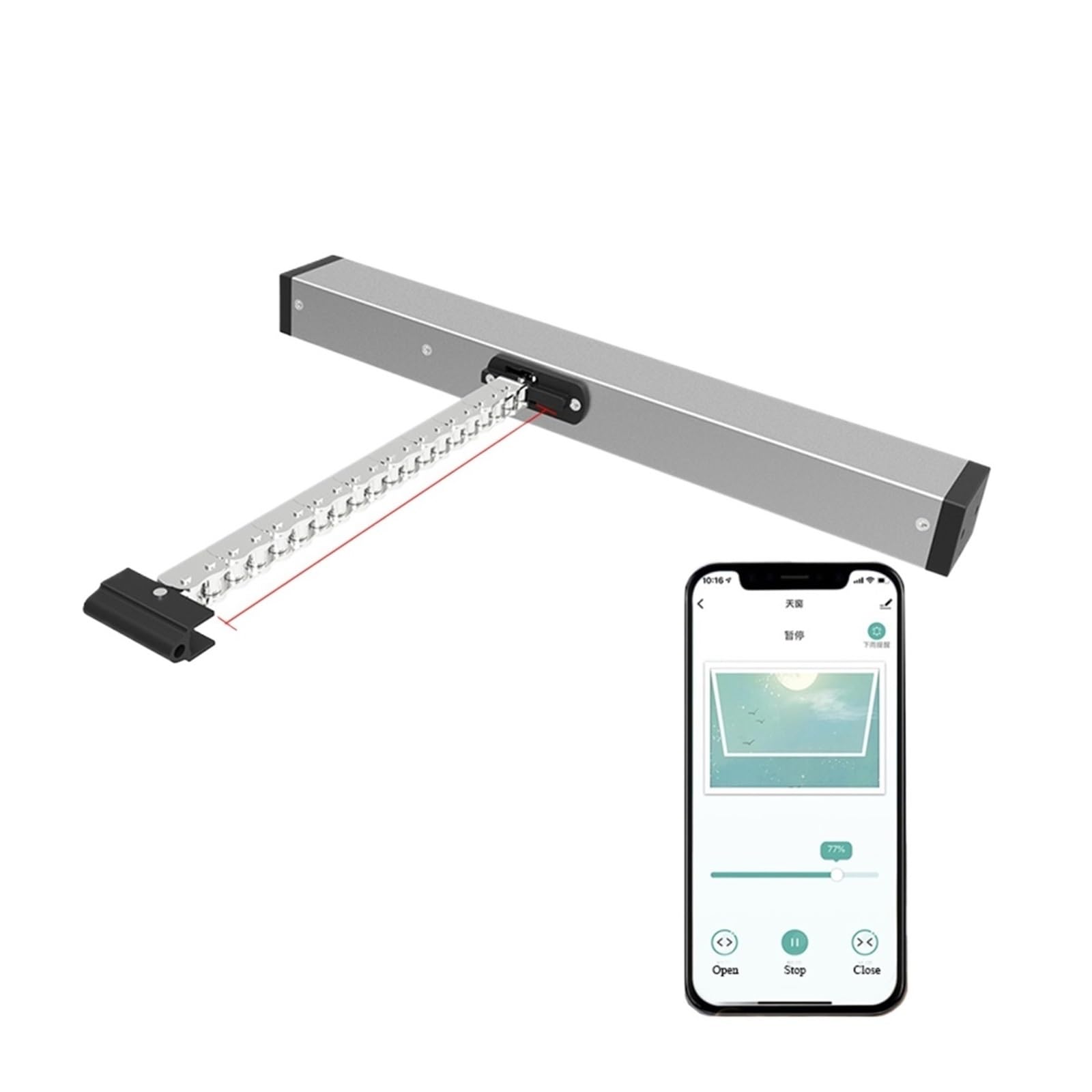 Zestaw do elektrycznego otwierania bramy, Smart Window Otwieracz Alexa Google Assistant Voice Control Set Otwarte Otwórz Elektryczne Skylight Pusher Villa Automation,Automatyczne otwieranie drzwi(Kit