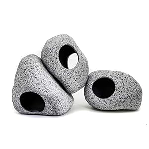 JIH Aquarium Decorations Rock, Ceramic Shelters – Shrimp Habitat, Breeding Tube, Hiding cave, Stackable Fish Tank Decor Cave for Hiding, Betta Fish (J101+J001x2)