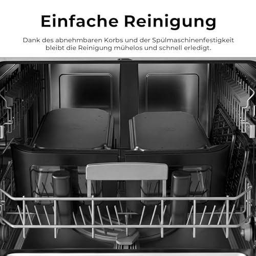 Balter Heißluftfritteuse 2 Kammern mit Sichtfenster 9L (2x4,5L) - 2400W Airfryer XXL Doppelkammer, 10 Programme, Dual Zone & Sync Finish, ohne Öl, Touchscreen, inkl Rezeptheft, HL-901 5