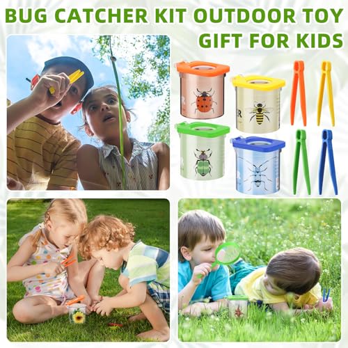 Image of Halloscume 20 Pack Insect Bug Viewer Kit for Kids with Tweezers Explorer Outdoor Set Bug Catcher Containers for Insects Magnifying Insect Box Observation Kit for Science Nature Exploration Collecting