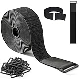 SURFOU Bande Auto-agrippante 6 m × 50 mm avec 30 Boucles, Sangle Réutilisable Découpable e...