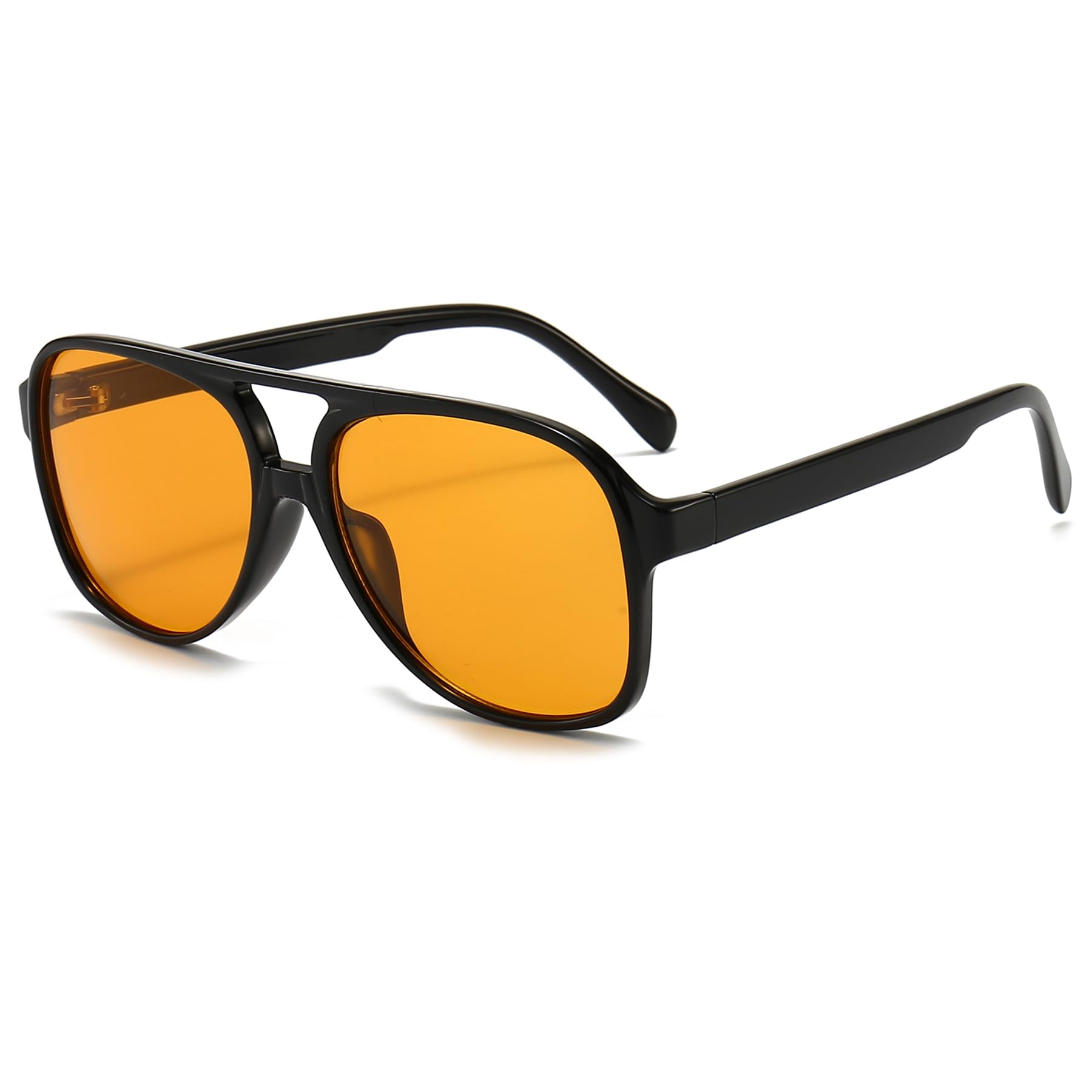 Long Keeper Gafas de Sol Piloto Polarizadas para Mujer Hombre Retro Clásico Doble Puentes Gafas de Sol Grandes Cuadradas Años 70 Protección UV400