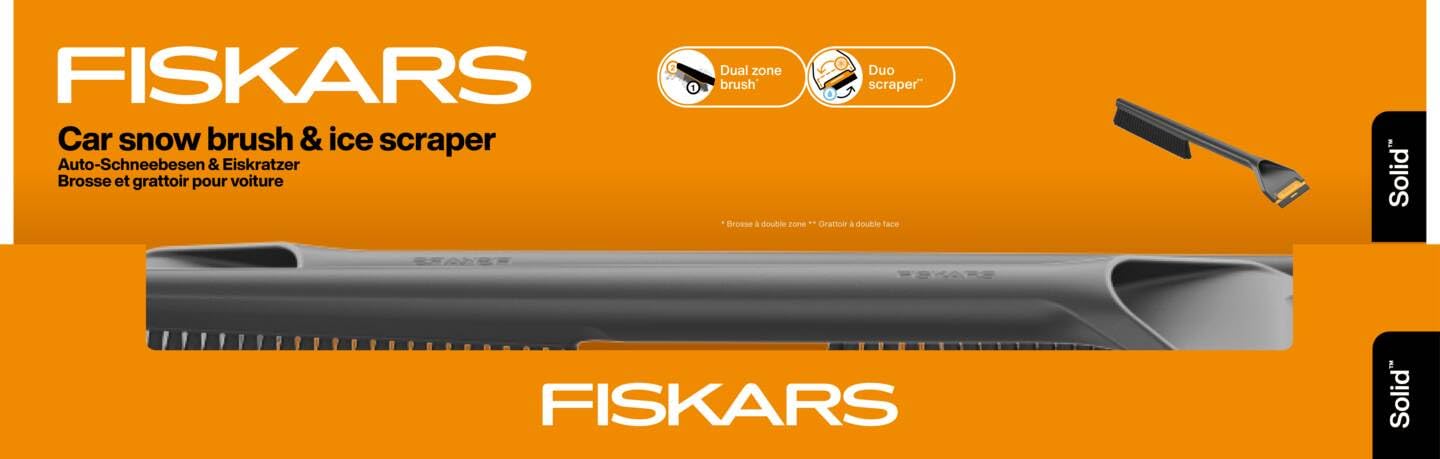 Fiskars Solid Spazzola e Raschietto per Ghiaccio 47 cm Raschietto Bordo Duro Morbido Parti Sostituibili