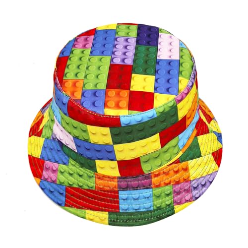 Image of Bucket Hat for Women Men,Travel Sun Beach Cap,Unisex Fishing Outdoor Boonie (Toy Bricks)