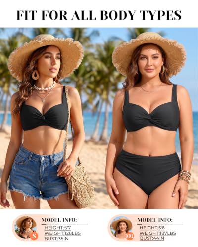 Image of Yonique Women Underwire Bikini Top - 2026 Push Up Swimsuit Tops Padded Bra Bahting Suit