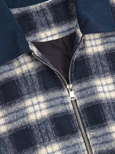 HOTake Men's Zip Up Quilted Lined Flannel Jacket with Corduroy Collar3