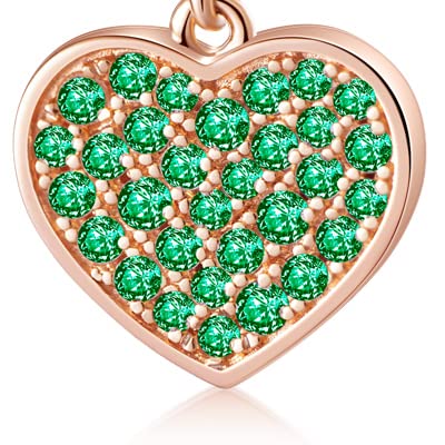 Chawin May Birthstone Charms, Rose Gold Love Heart Pendant, 925 Silver Dangle Compatible With Pandora Charm Bracelets, Necklace, Birthday Gift For Women, Girls, Shiny Rainforest Green Gems #TOP5
