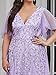 Ever-Pretty Women's Plus Size V-Neck Sequin Embroidery A Line Floor Length Formal Evening Dresses with Sleeves Lavender US18