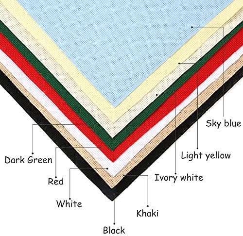 Caydo 8 Pieces 8 Color 14 Count Cross Stitch Fabric Classic Reserve Aida Cloth, 12 by 18-Inch