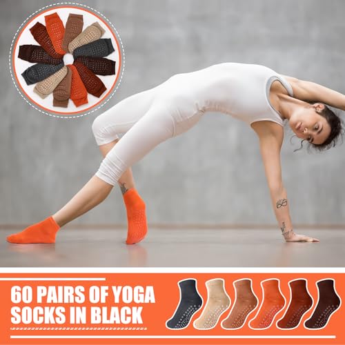 Image of Liitrsh 60 or 150 Pairs Pilates Grip Socks Bulk Unisex Non Slip Yoga Grippy Socks Woman for Adults Yoga Pilates Hospital