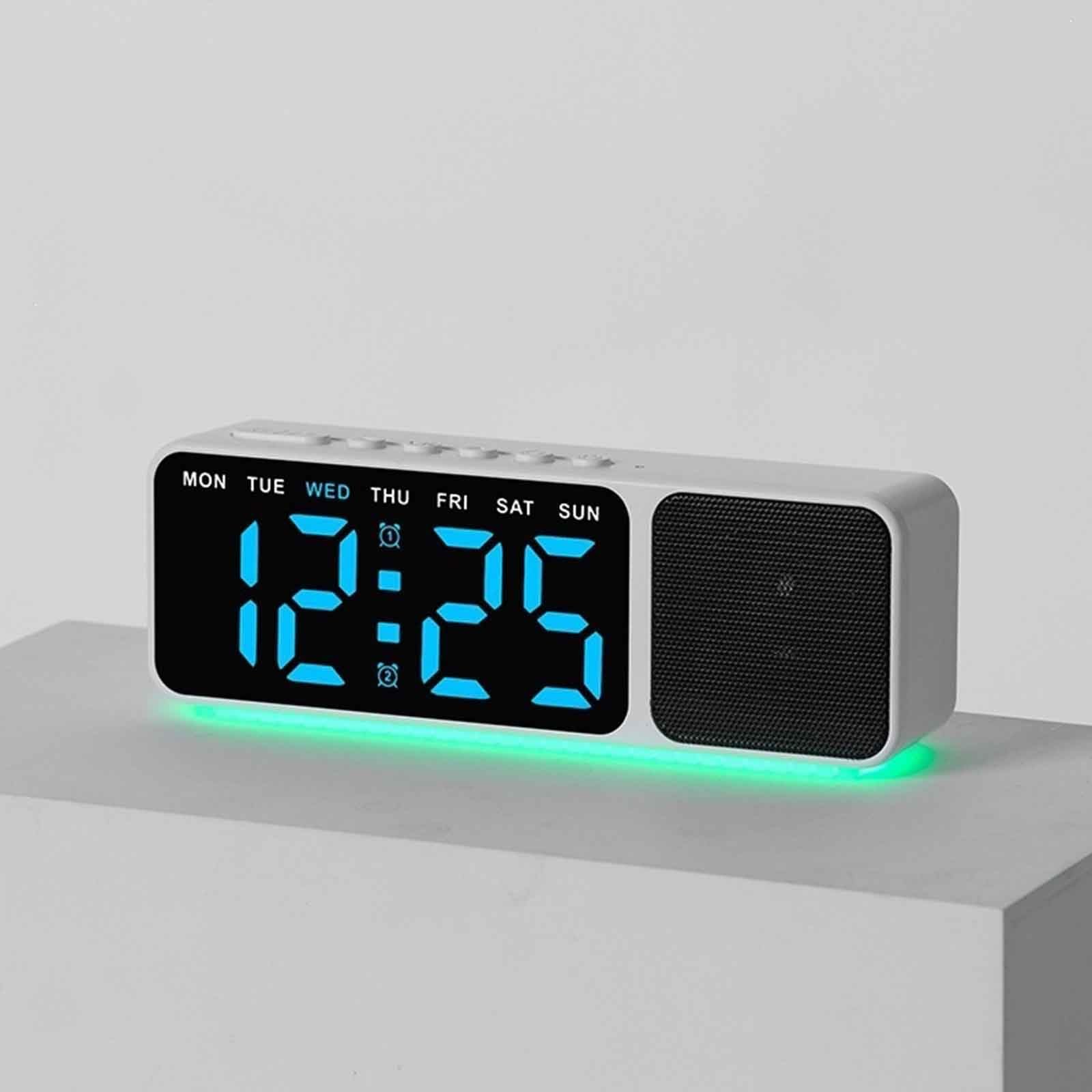 MYBSXKEOZ Multi-Color Bluetooth Alarm Clock With Lights, Alarm Clock With Bluetooth Speaker, RGB Night Lights Bluetooth Speaker, Dimmable Multi-Color Changing Bedside Lamp For Girls,Adults.(D)
