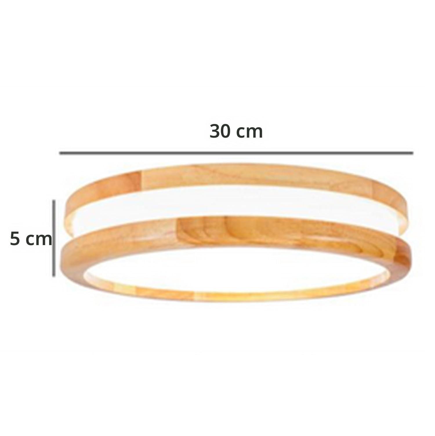 Lámpara de Techo LED Moderna 24W Redonda Plafón de Madera Luce Blanca 6000K LED Lámpara de Techo Interior para Salón Cocina Pasillo Comedor, Ø30cm