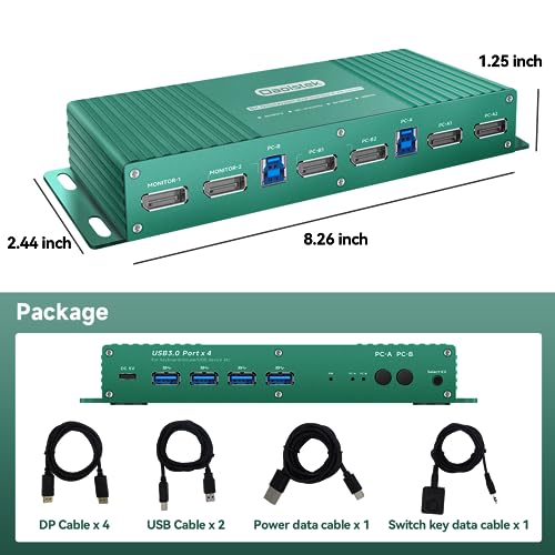 Image of Kvm Switch 2 Monitors 2 Computers Displayport hdmi 4k 240Hz Hotkey Switching Dual Monitor kvm Switches Displayport hdmi 1440P 120Hz 144Hz 165Hz 240Hz FreeSync G-SYNC