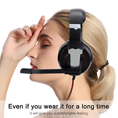 Bindpo Gaming Headset, HG‑2 On‑Ear Headphones Wired Stereo Subwoofer Comfortable Wearing with LED Microphone for PS4 for PC/Mobile - Thumbnail 3