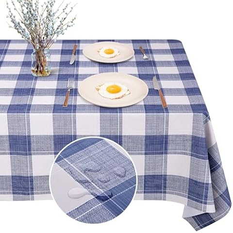VARWANEO Checkered PVC Tablecloth Rectangle Waterproof Vinyl Table Cloth Oil Proof Spill Proof Washable Wipeable Gingham Table Cloth Great for Dinner Party and Picnic(54x54in) Cover