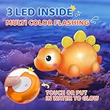 6 Packs Light Up Bath Toys for 1 2 Year Old, Dinosaur Bathtub Toys with Flashing LED Light for Toddlers Age 1-3, Water Shower Pool Toys for Boys Girls Baby Kids Christmas Birthday Gifts - Image 2
