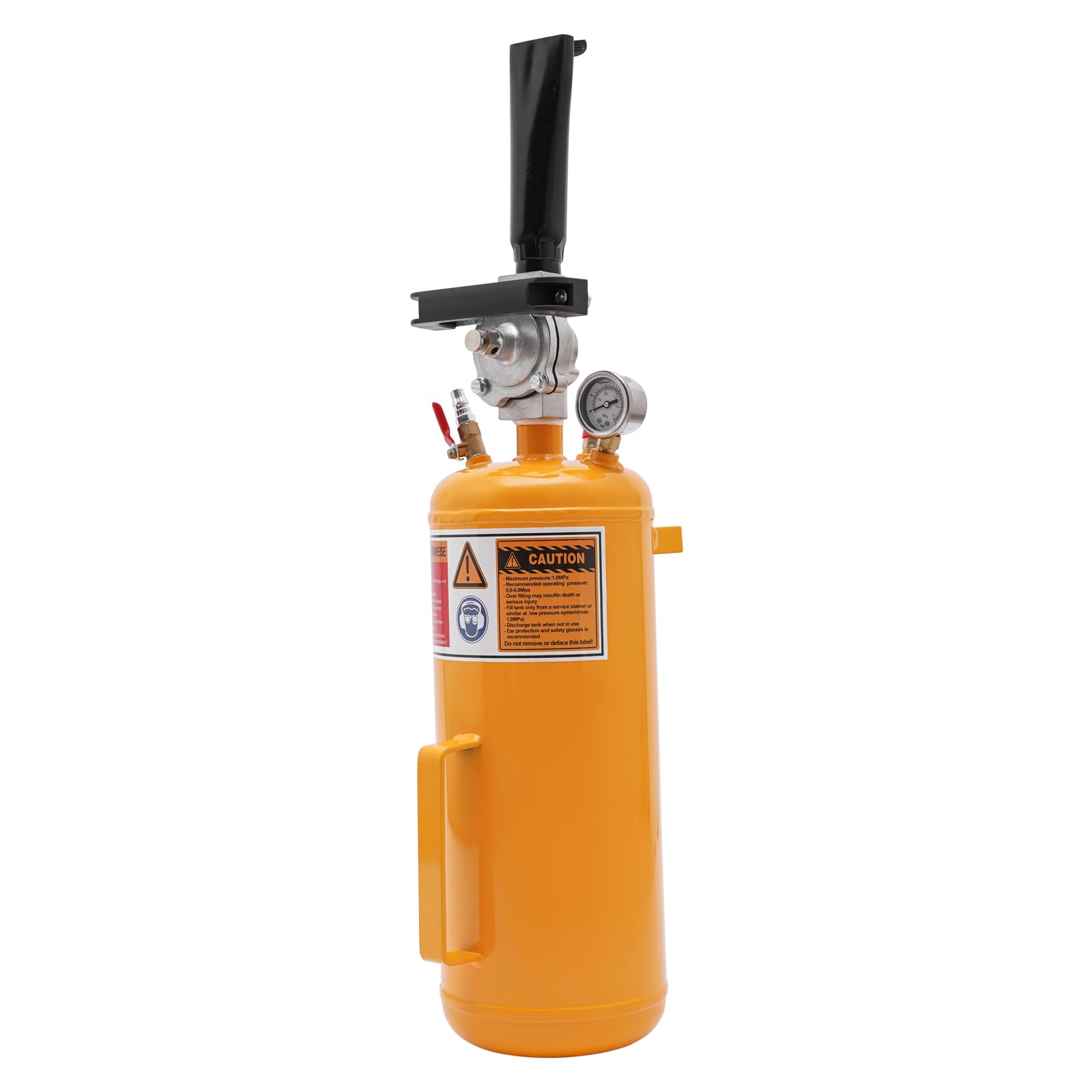 Inflador de neumáticos de 8 l, perfecto para motocicletas y vehículos eléctricos, presión de funcionamiento de 0,6 – 0,8 mpa, material de hierro y acero, presión máxima de 145 psi, color amarillo