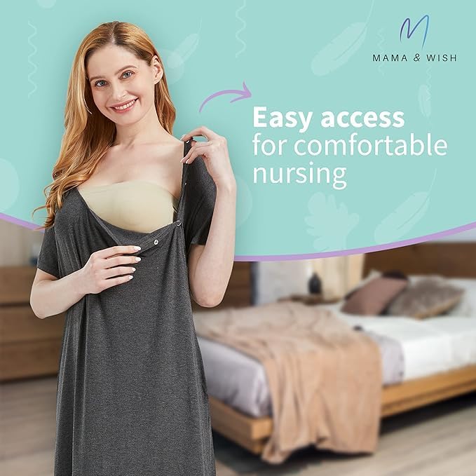 Mama & Wish Labor and Delivery Gown 3 in 1 Labor, Delivery and Nursing Gown for Hospital Made with Ultra-Soft Fabric - Image 5