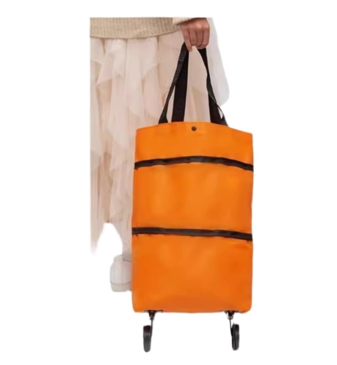 shopping trolley on wheels, Grocery Shopping Cart Trolley Bag With Wheels Foldable Lightweight(Orange)